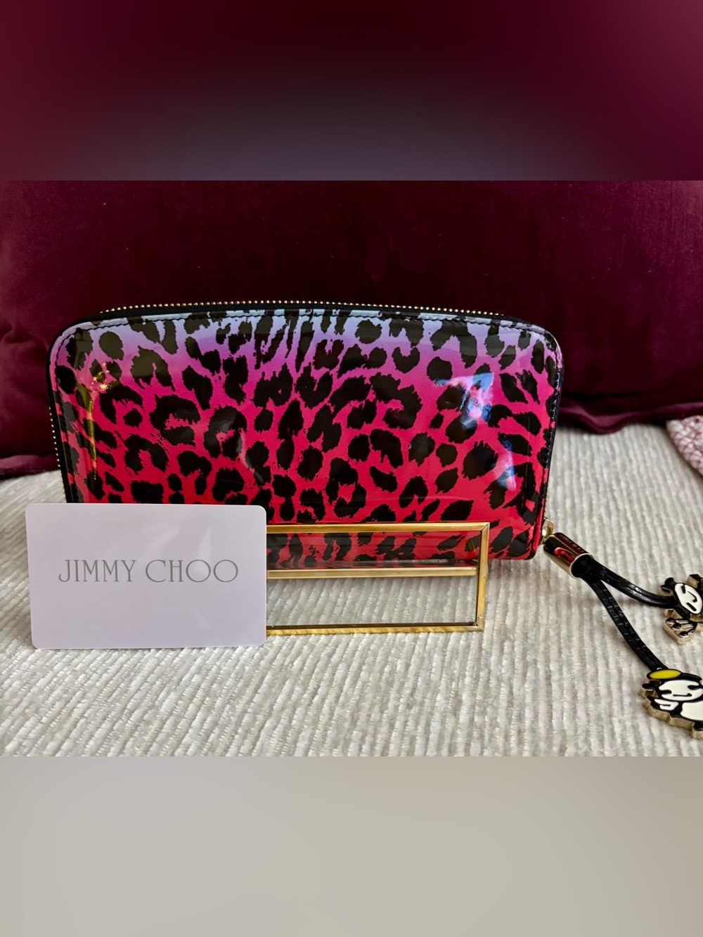 Jimmy Choo x Rob Pruitt Panda Wallet Pink Ombré Leopard Rare